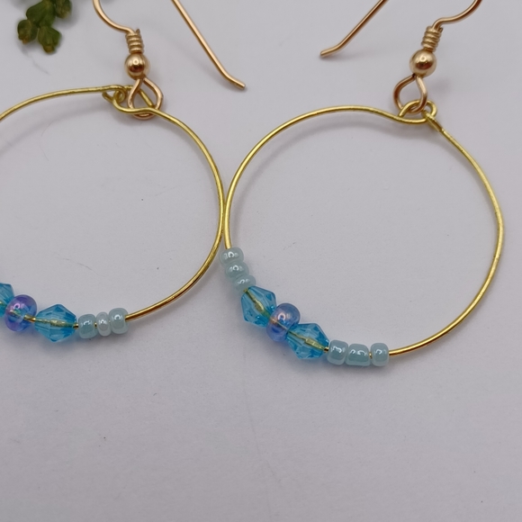 Handcrafted Hoop Beaded Earrings - Picture 2 of 4